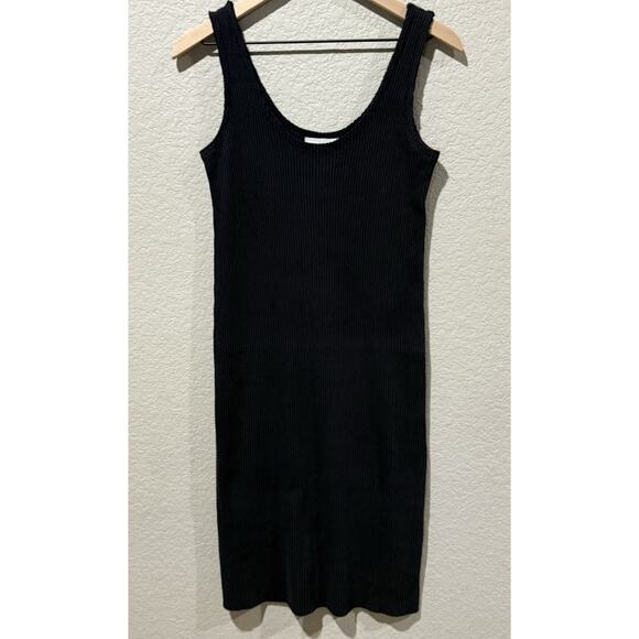 Vince Ribbed Cami Dress Navy Stretch Scoop Neck Light Weight Size Small - Picture 2 of 7